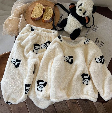 White Winter Girls Flannel Pajama Set